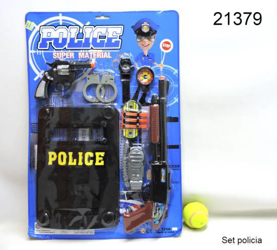 Imagen de SET POLICIA EN BLISTER CON ESCUDO ESCOPETA Y 6 ACCESORIOS MAS 3.25